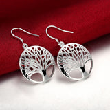 White Gold Plated Tree Of Life Earring