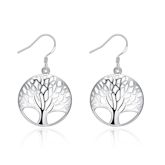 White Gold Plated Tree Of Life Earring