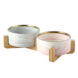 Marbling Ceramic Double Pet Bowl